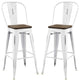 Bar Stool Chair Barstool, Set of 2, Wood, Metal, White, Modern, Bar Pub Bistro