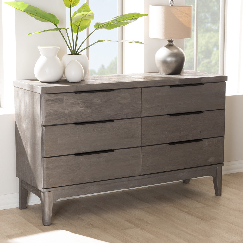 Nash Rustic Platinum Wood 6-Drawer Dresser