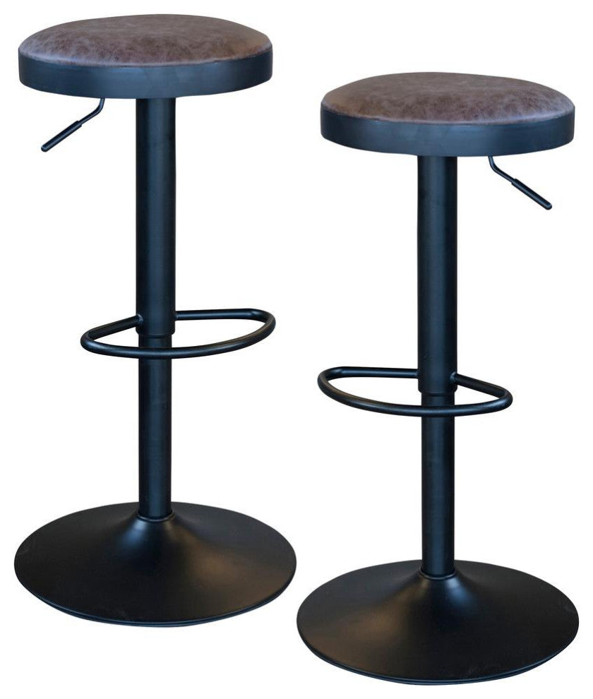 AmeriHome Classic Brown Faux Leather Bar Stool Set