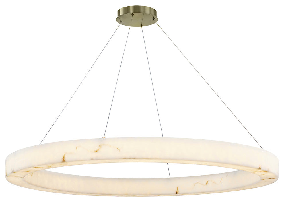 LumenAria Medley Ring Pendant Brushed Brass/Faux Alabaster 52"x3.5"