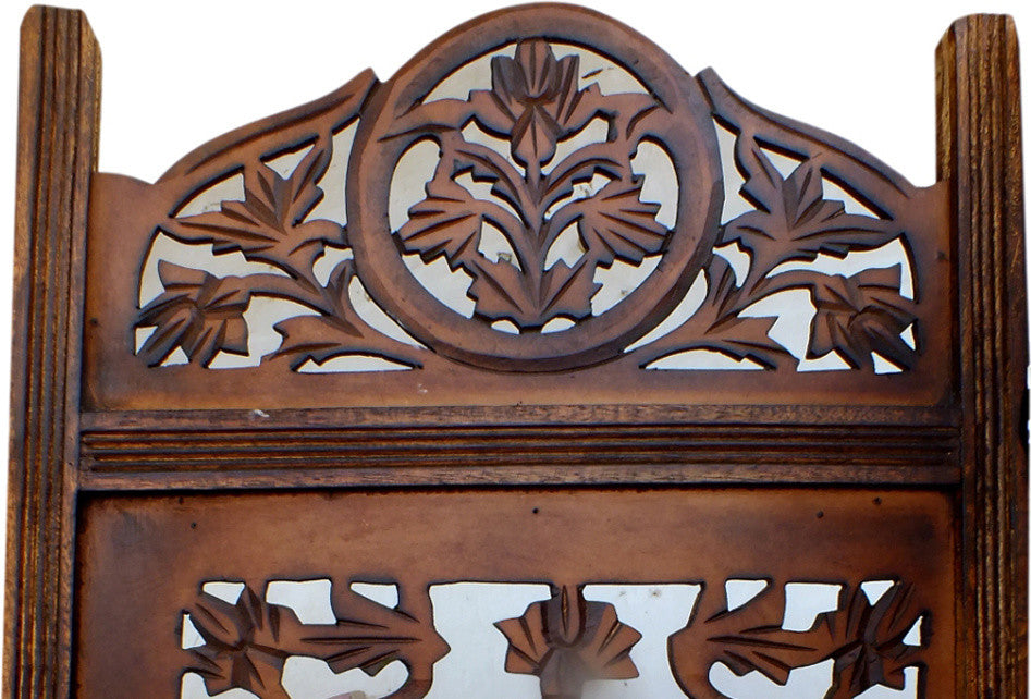 Benzara UPT-176789 4 Panel Room Divider Featuring Lotus Pattern-Reversible