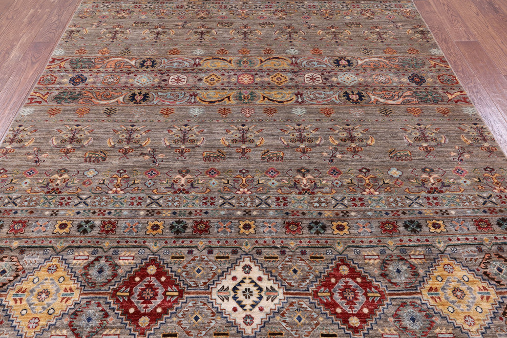 6' 8" X 9' 10" Handmade Tribal Khorjin Wool Rug Q7604