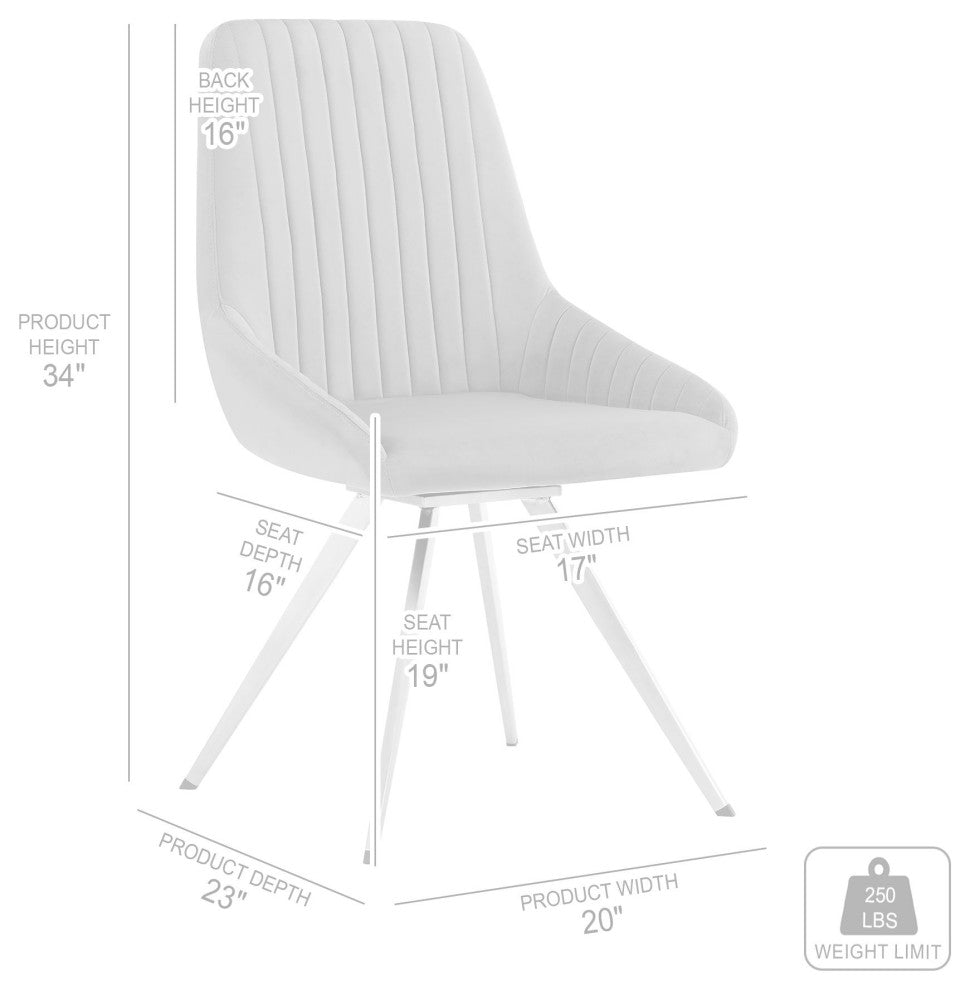 Skye Swivel Gray Velvet and Stainless Steel Dining Room Chairs, Set of 2