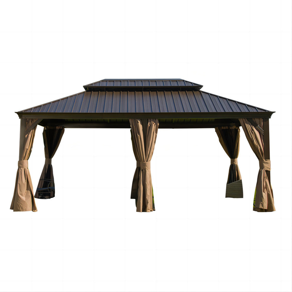 12'x18' Hardtop Gazebo with Galvanized Steel Double Roof