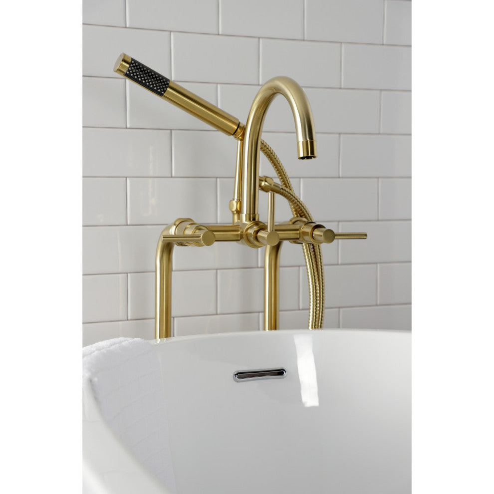 CCK8107DL Freestanding Tub Faucet With Supply Line, Stop Valve, Brushed Brass