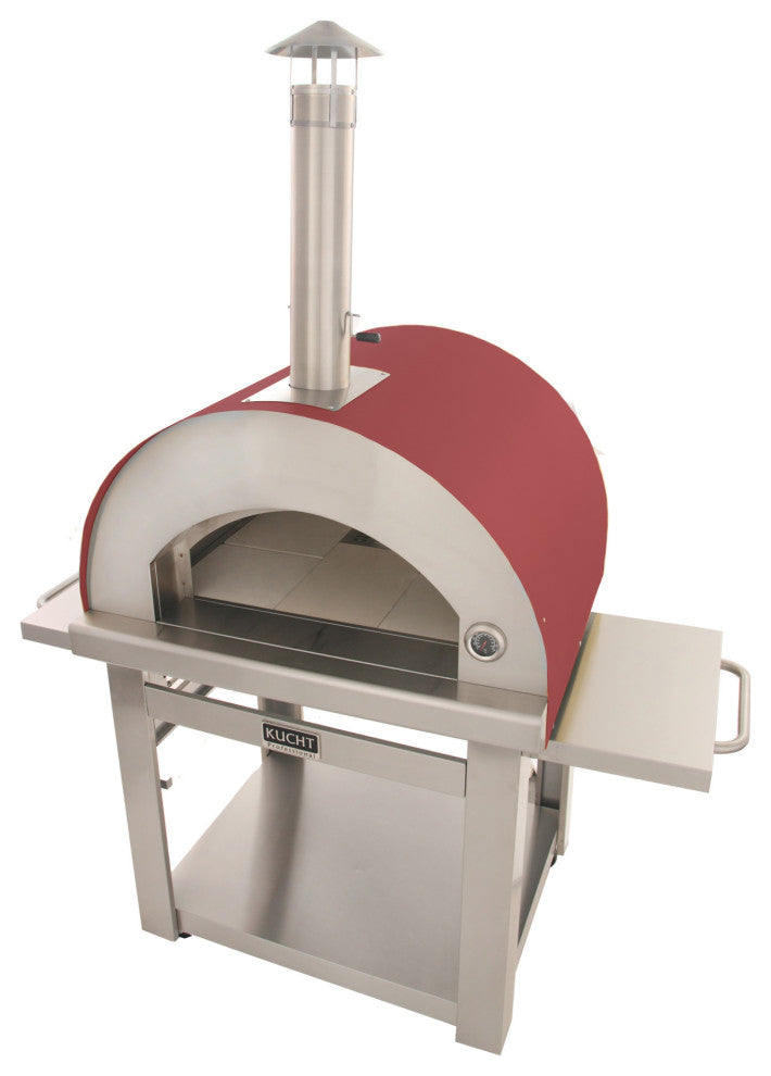 Outdoor Wood Fired Gas Pizza Oven, Red