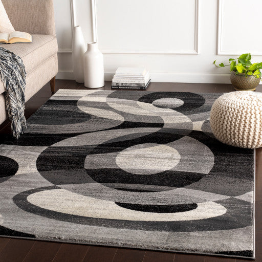 Surya Riley RLY-5106 7'10"x10'10" Rug, Medium Gray/Black/White