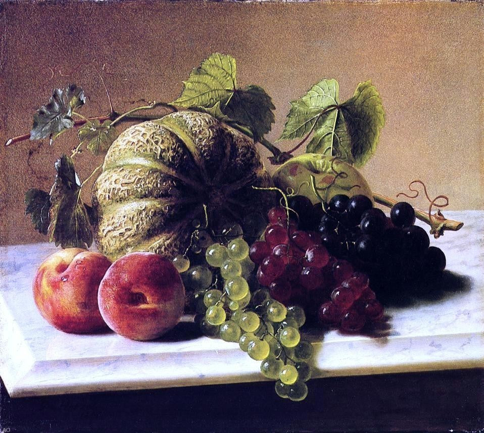 George Hetzel Still Life with Melons  Grapes, 20"x25" Gallery Wrapped Canvas
