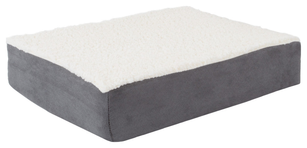 Orthopedic Dog Bed 2-Layer Memory Foam Crate Mat Machine Washable Sherpa Cover