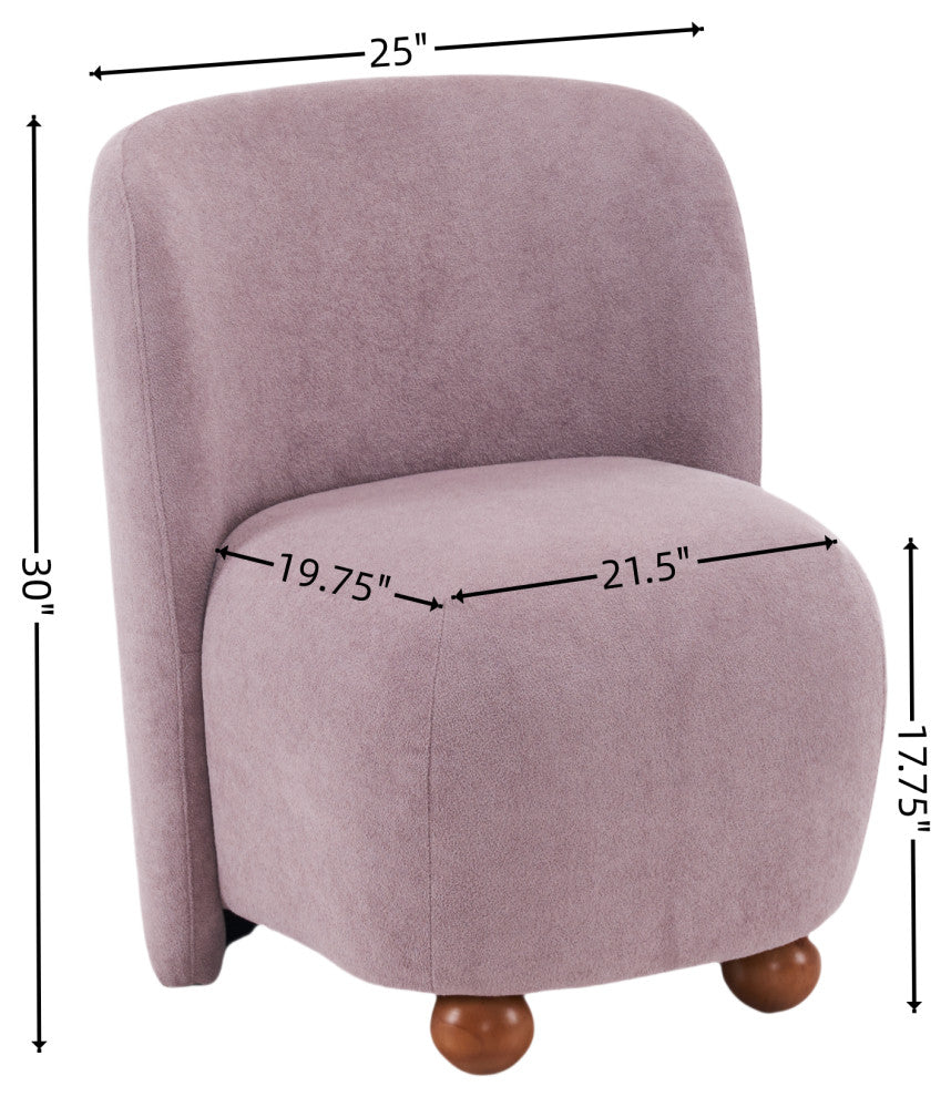 GDF Studio Modern Armless Accent Chair, Polyester, Pine Wood Leg, Purple