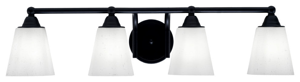 Paramount 4-Light Bath Bar, Matte Black, 4.5" White Muslin Glass