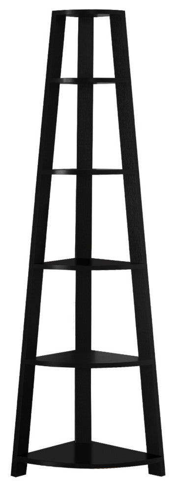 HomeRoots 15.5" x 22.5" x 71.25" Black Particle Board Bookshelf