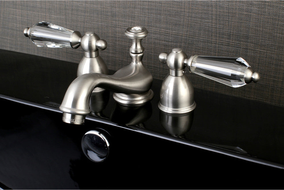 Kingston Brass Mini-Widespread Bathroom Faucet With Brass Pop-Up, Brushed Nickel