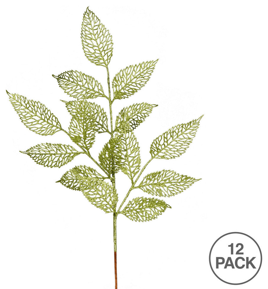 Vickerman L190513 22" Lime Glitter Bay Leaf Lace Artificial Christmas Spray