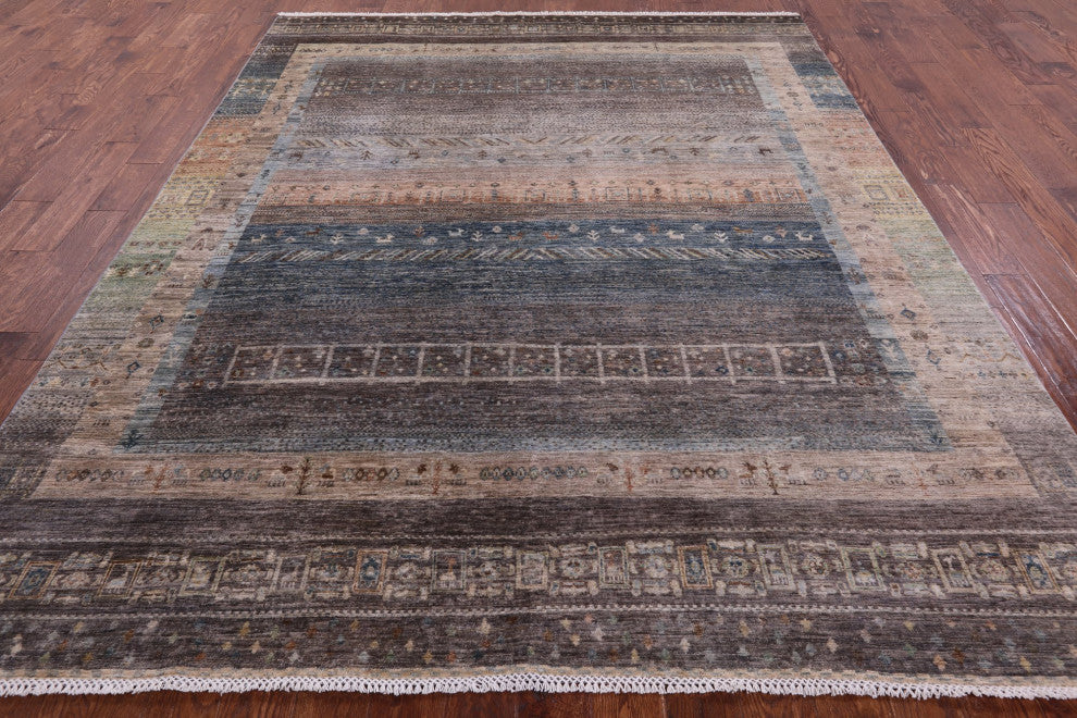 8' 0" X 10' 0" Tribal Persian Gabbeh Handmade Wool Rug Q9967