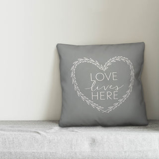 Love Lives Here Throw Pillow Cover, 18x18