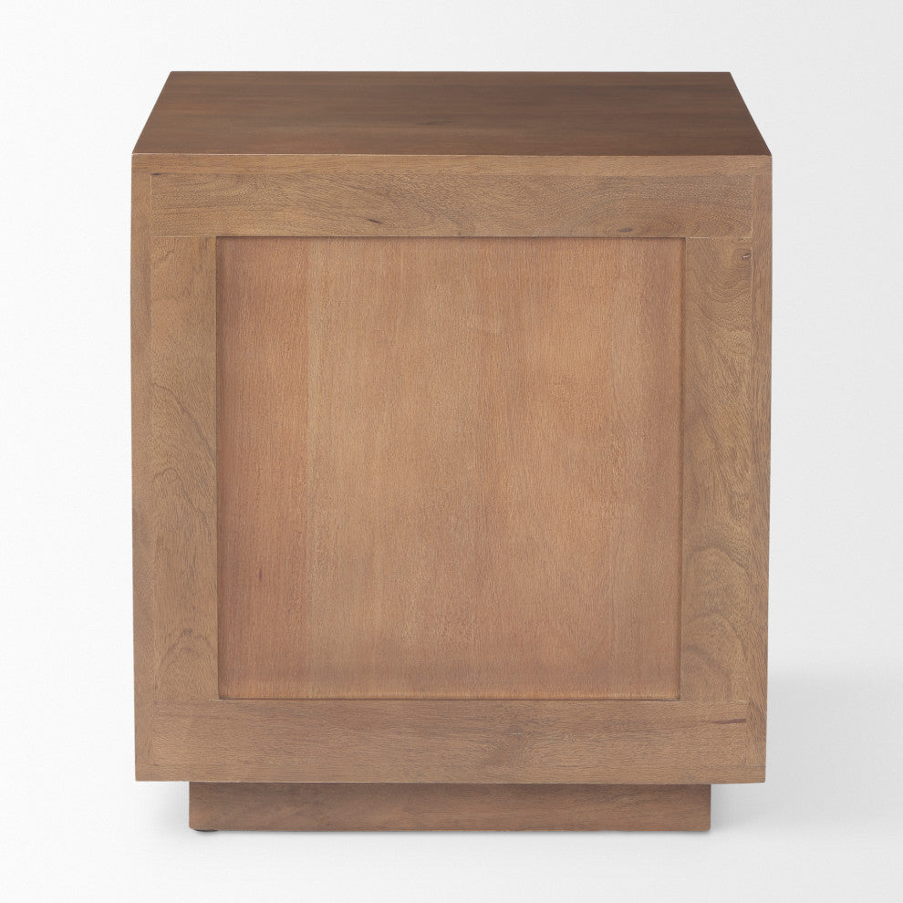 Grier 19.0Lx19.0Wx21.0H Medium Brown Wood and Cane Accent Table