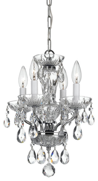 Traditional Crystal 4-Light Mini Chandelier, Chrome Finish