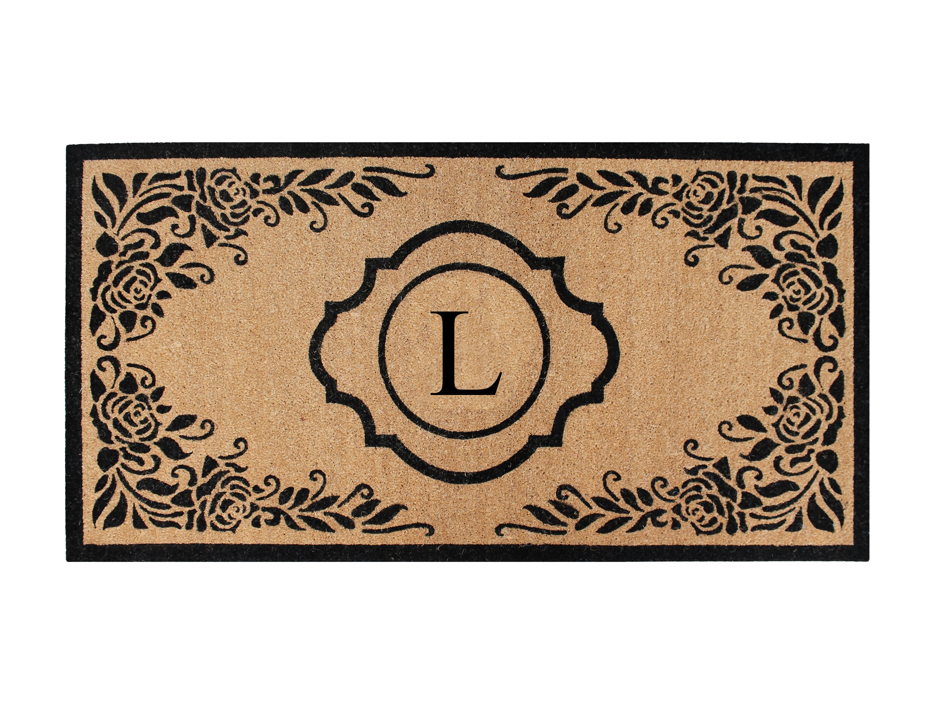A1HC First Impression Hand Crafted Ella Entry Coir Monogrammed Double Doormat, L