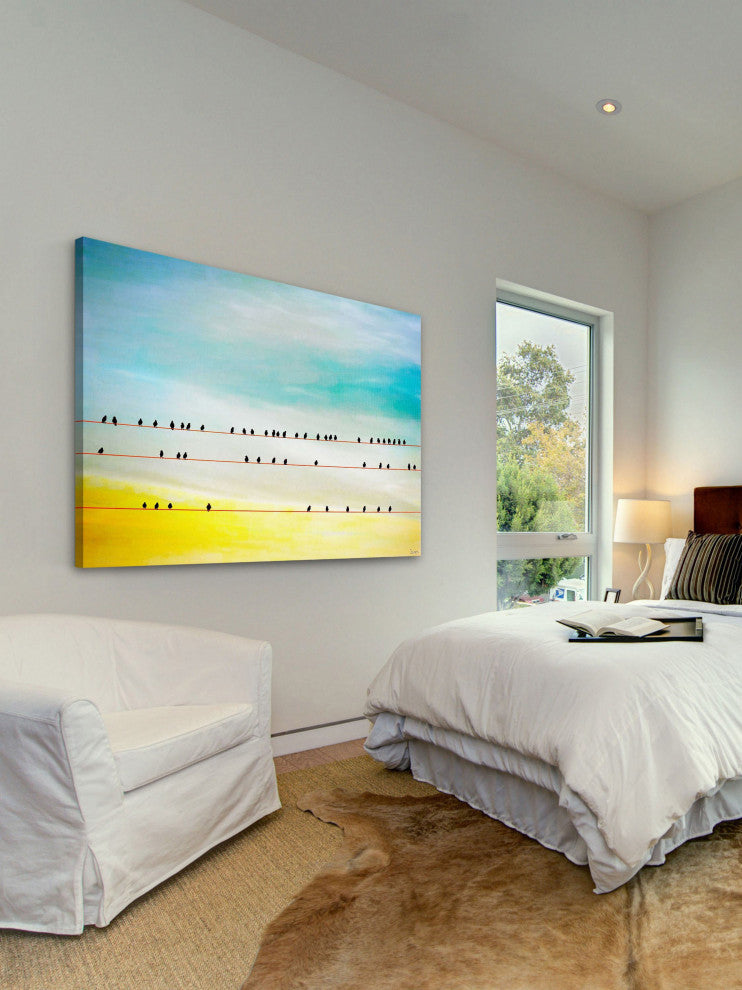 "Birds Hangin" Fine Art Canvas Print, 24"x16"