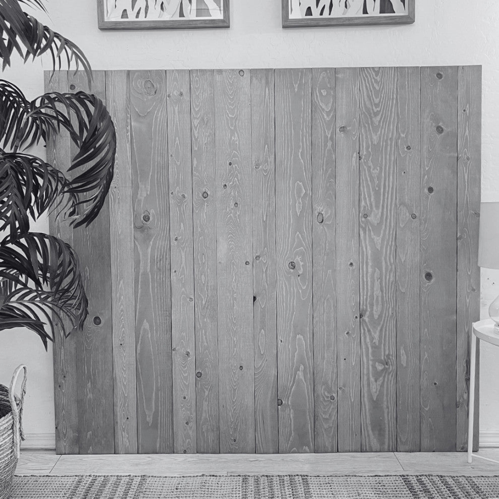 Solid Wood Headboard Modern Farmhouse with Smooth Natural Wood Grain for Any Bed, Graywash, Full