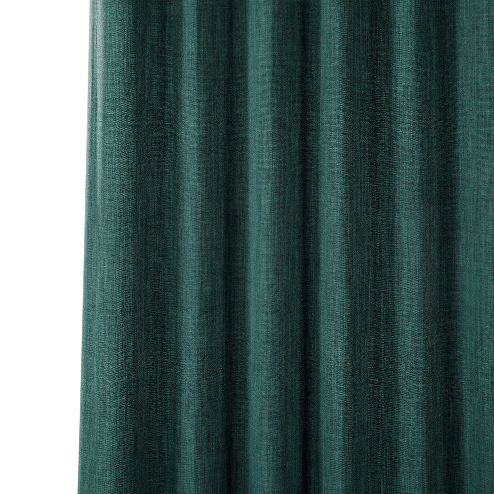 Faux Linen Darkening Curtain Single Panel, Slate Teal, 50"x108"