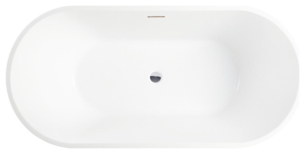 Freestanding Acrylic Bathtub, White/Integrated Overflow, 59"