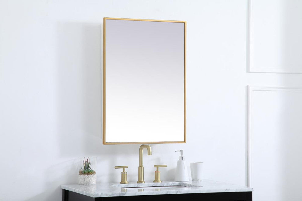 Metal Mirror Medicine Cabinet 20"x28", Brass Finish