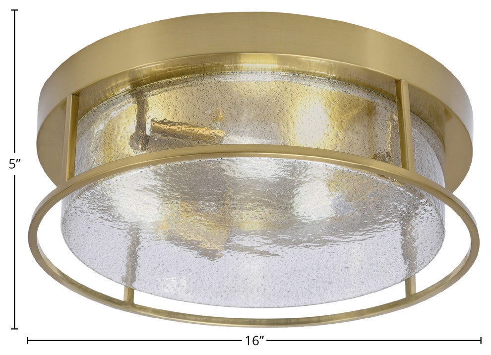 16" 3-Light Flush Mount Light, New Age Brass, Smoke Bubble Glass