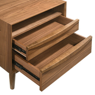 Artemio 2 Drawer Wood Nightstand With Shelf, Walnut Finish