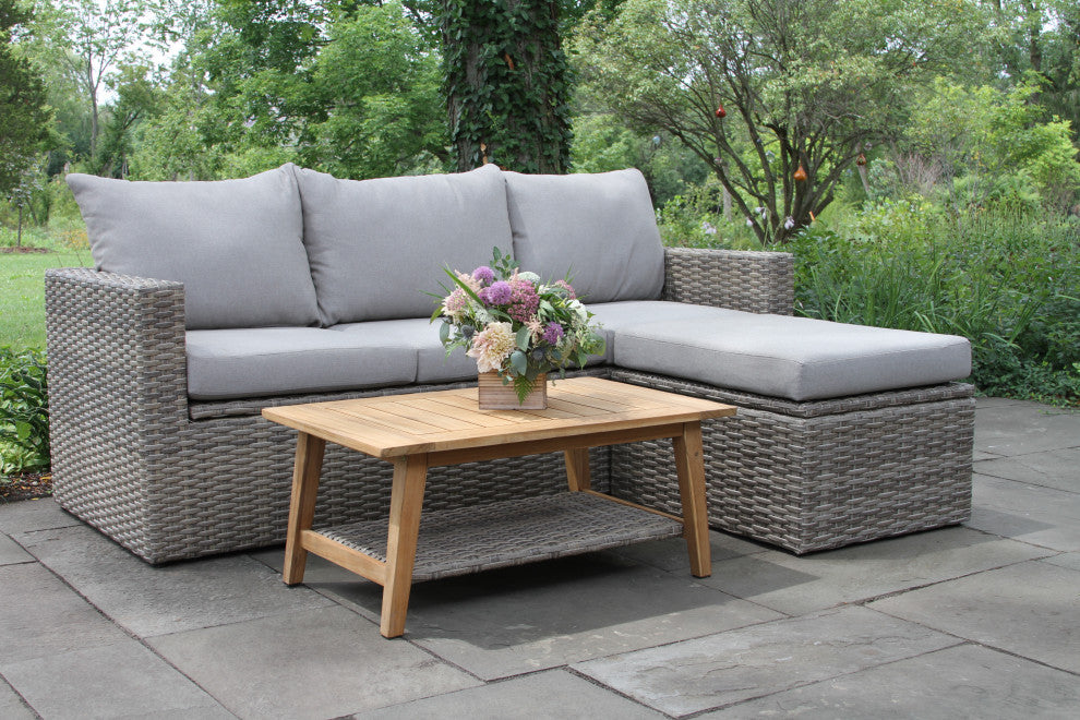 4-Piece Teak and Wicker Storage Patio Set