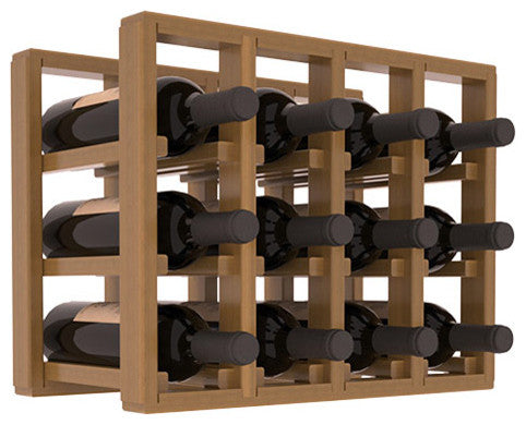 12-Bottle Counter Top/Pantry Wine Rack, Redwood, Oak + Satin