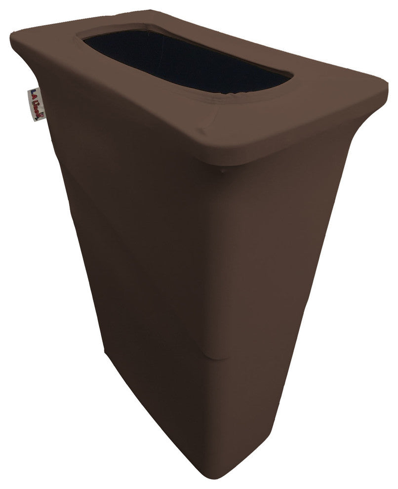 LA Linen Stretch Spandex Trash Can Cover for Slim Jim 23 gal., Brown