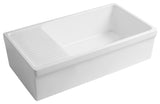 Whitehaus WHQD540-M-WHITE Large Fireclay Kitchen Sink, Matte White