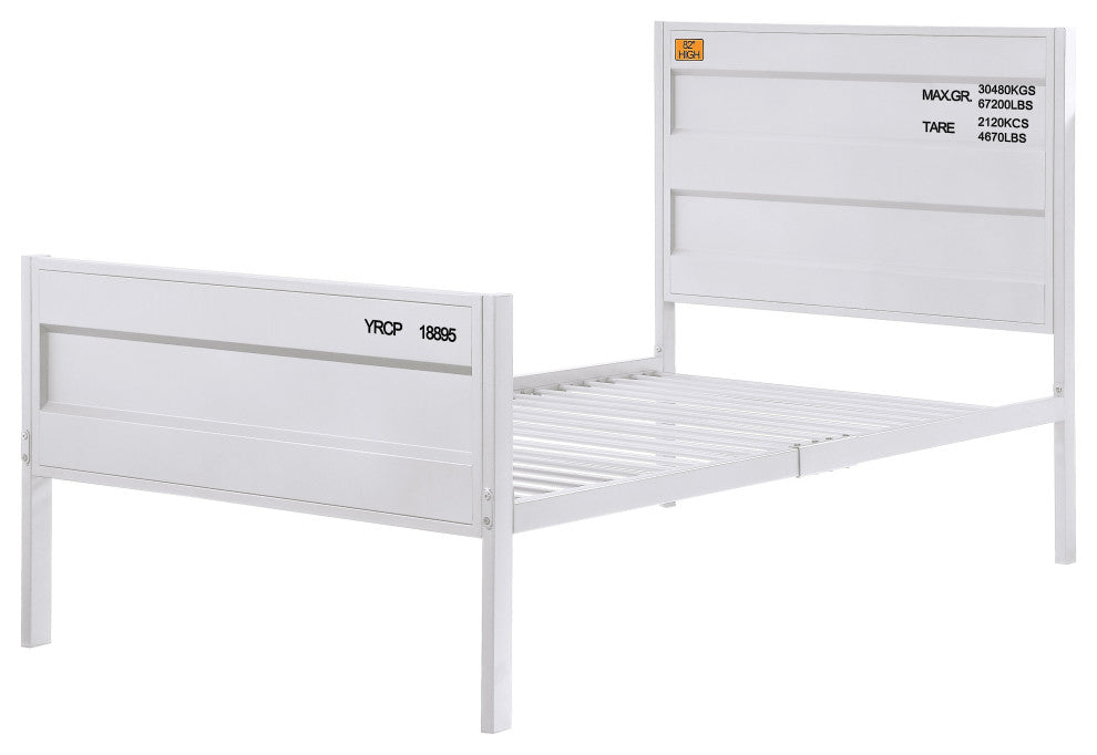 Benzara BM204604 Metal Twin Size Bed Straight Leg Support, White