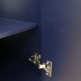 49" Single Sink Vanity, Blue Finish With White Carrara Marble and Round Sink