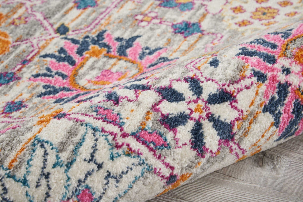 8 x 10 Gray and Pink Distressed Area Rug