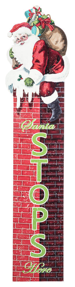 42"H Wood "Santa Stops Here" Porch Decor