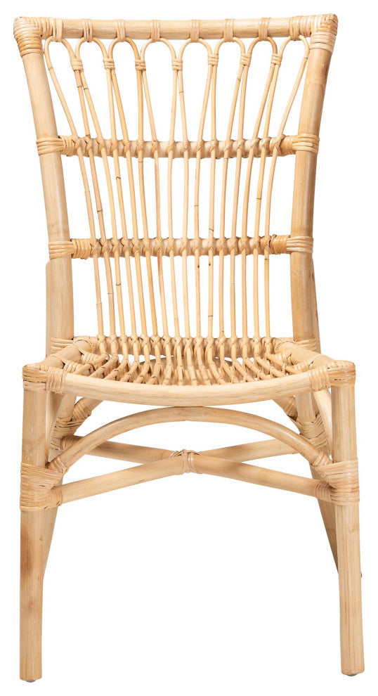 Martine Modern Rattan Dining Chair, Natural Brown