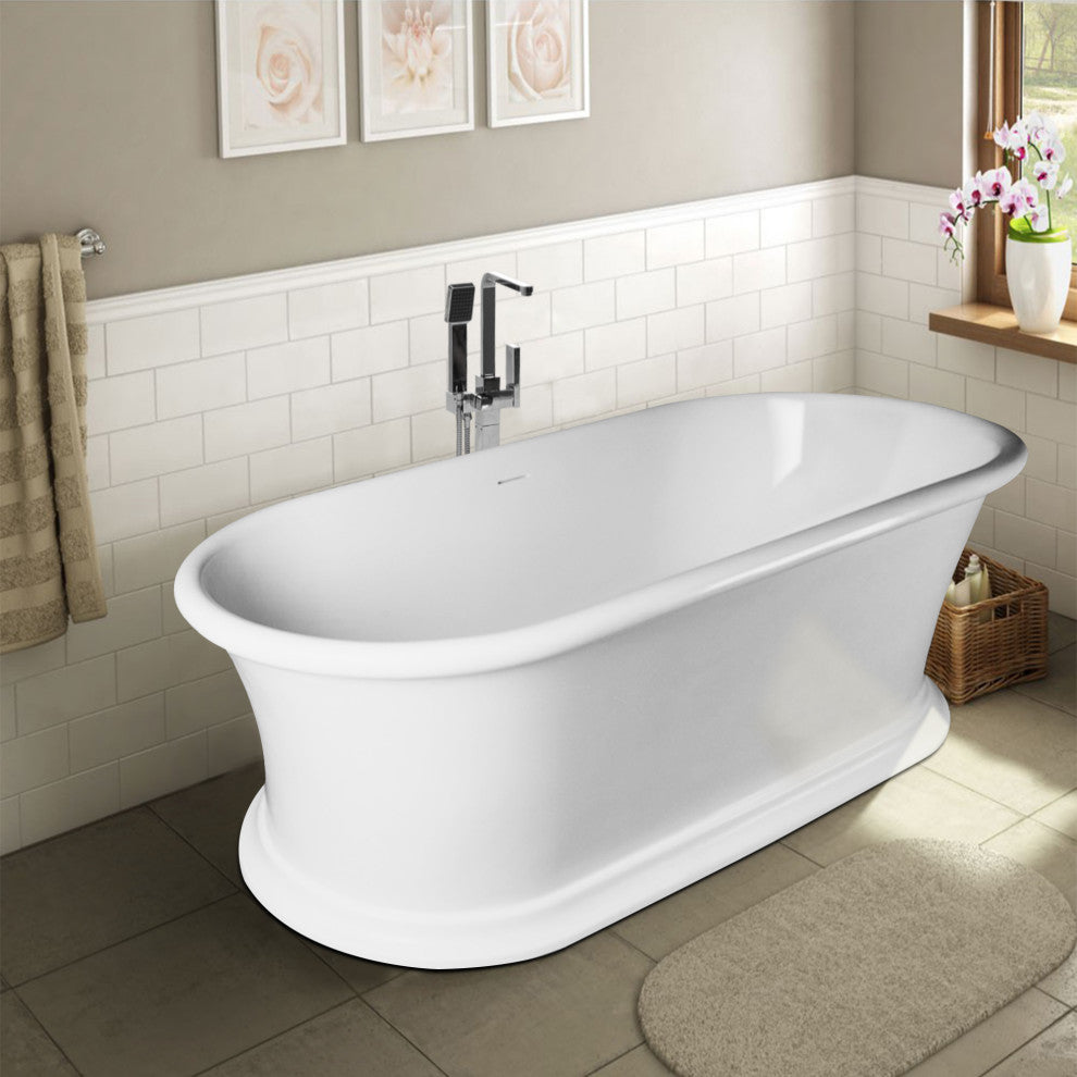 Vanity Art 67" Solid Surface Resin Stone Freestanding Bathtub