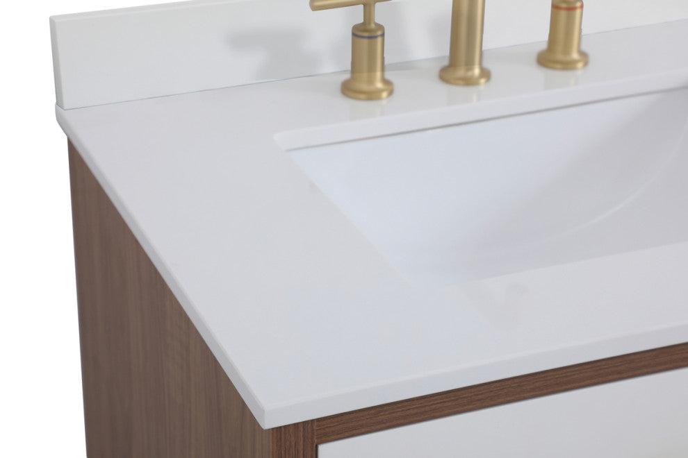Bella 30" Bathroom Vanity, White With Backsplash