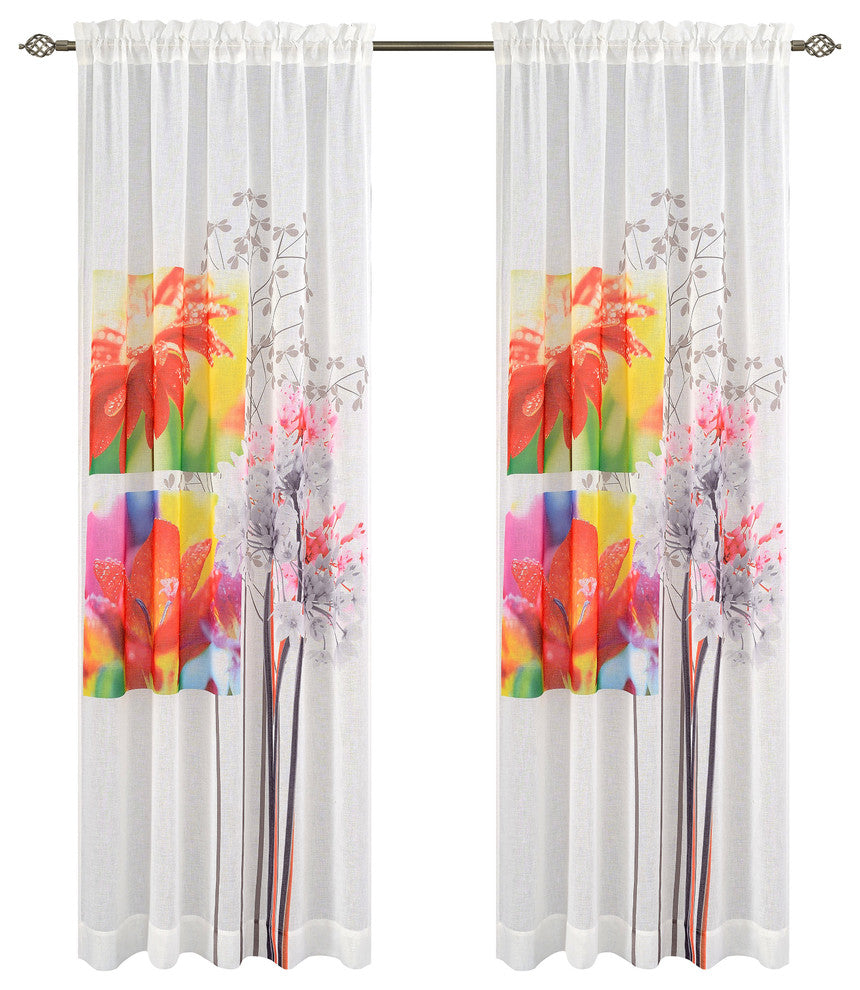 Bloomville Set of 2 Art Drapery Panels, Rodpocket