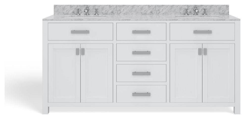 The Polaris Bathroom Vanity, Pure White, 72", Double Sink, Freestanding
