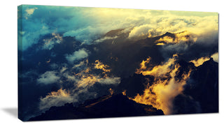 "Sunset On Hill Above Clouds" Extra Large Wall Art Landscape, 32"x16"