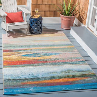 Safavieh Barbados Collection Indoor-Outdoor BAR585 Rug, Light Blue/Pink, 5'3"x7'6"