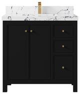 Chicago 36" Center Sink Bathroom Vanity, Black 2" Viola Night