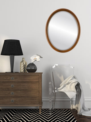 Pasadena Framed Oval Mirror in Walnut, 17"x21"