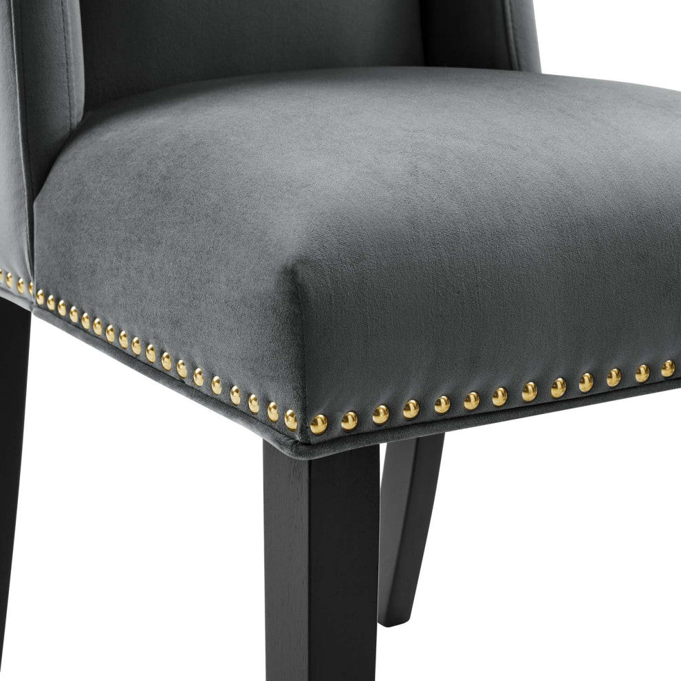 Baron Performance Velvet Dining Chairs, Set of 2, Gray