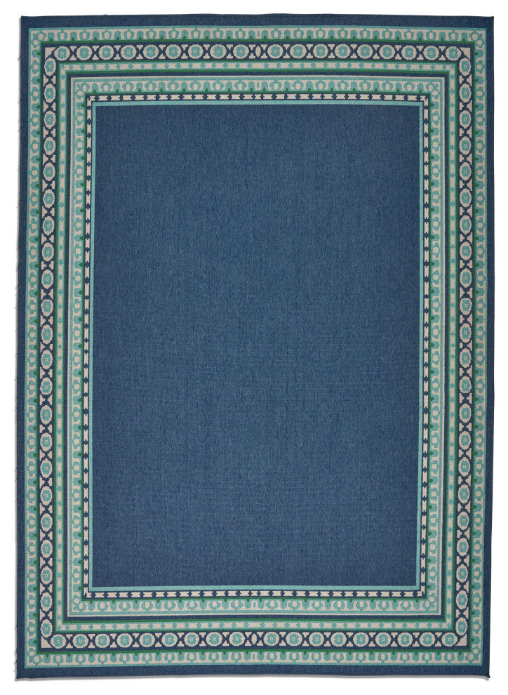 GDF Studio Sean Indoor Border Area Rug, Navy and Green, 8'x11'