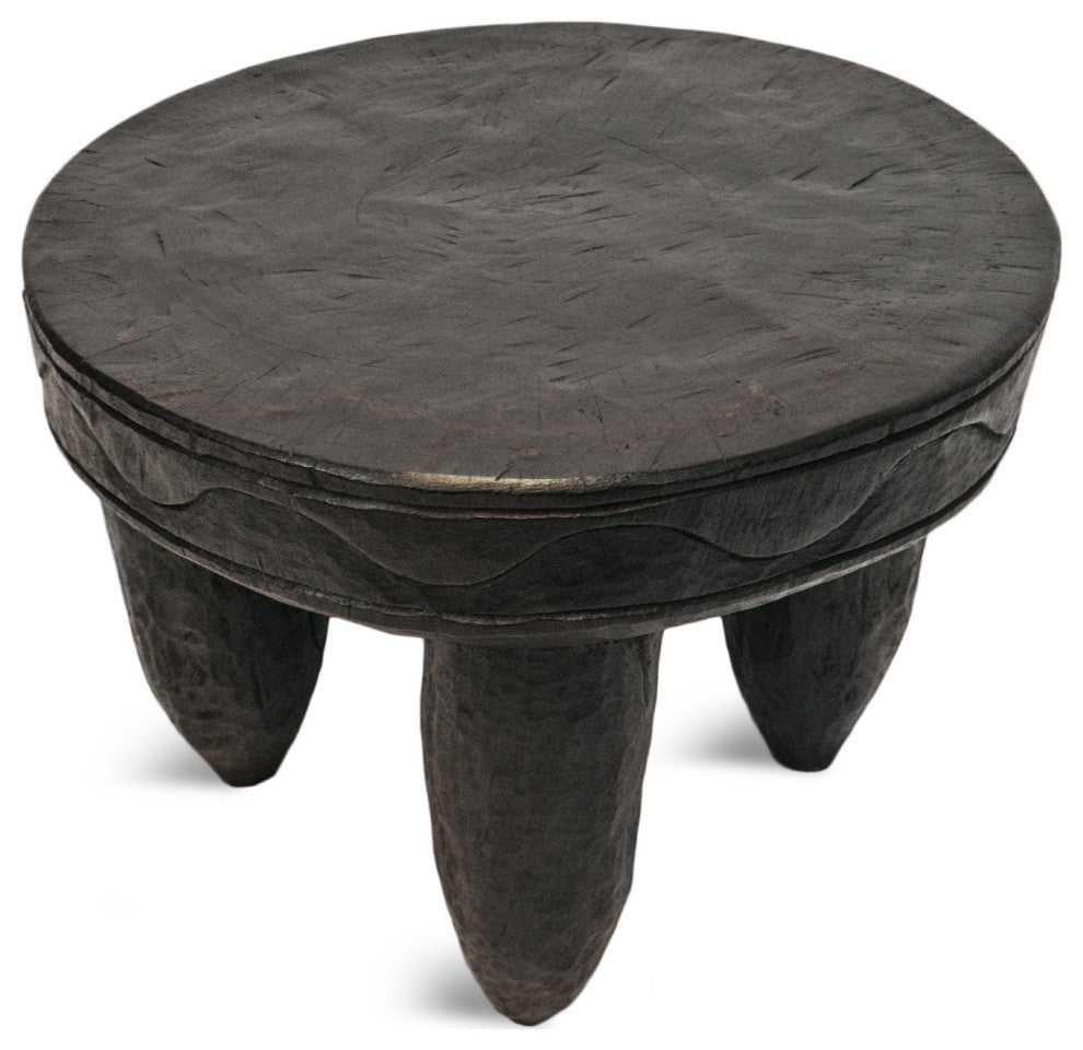 Consigned Ebony Wood Stool Side Table 1